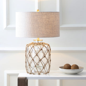 Mer 26.5" Glass and Rope LED Table Lamp - JONATHAN Y